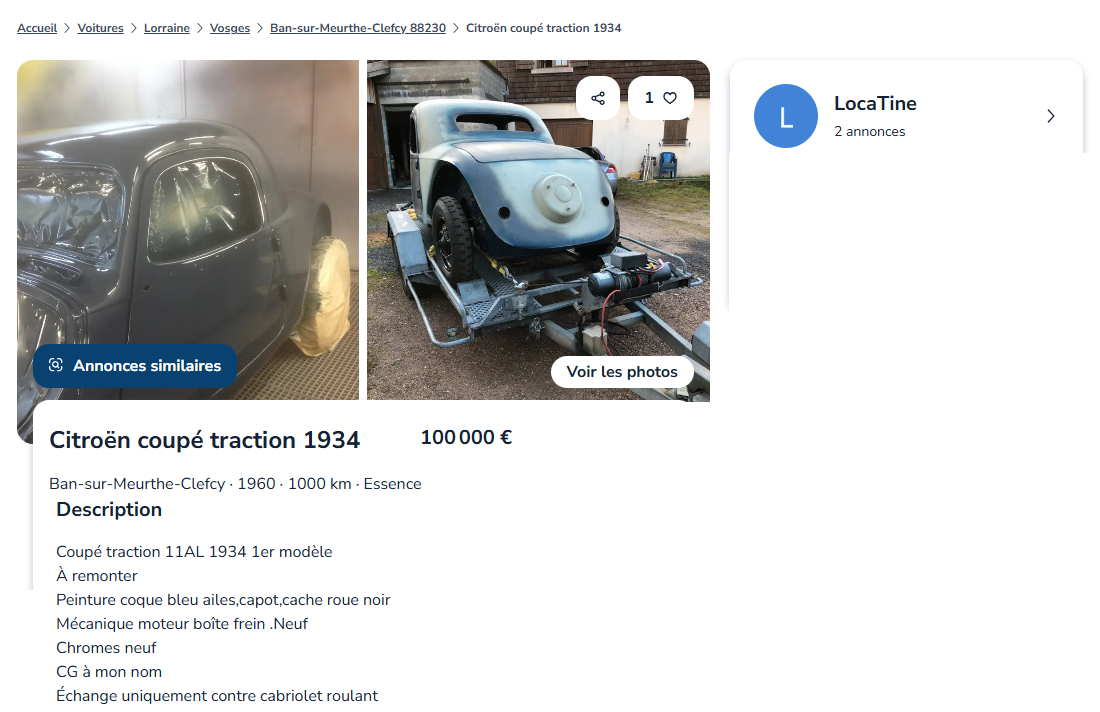 11 AL 34 bleu et noir dept 88 1