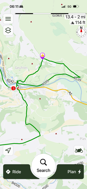 Track across a few miles