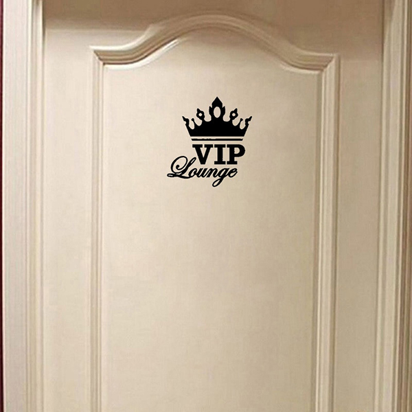 Details About Vip Lounge Crown King Bedroom Door Wall Sticker Restroom Wc Home Decor Decal