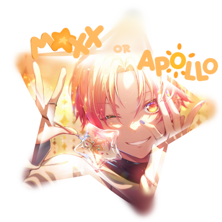 'maxx or apollo' over an image of tsukasa prsk