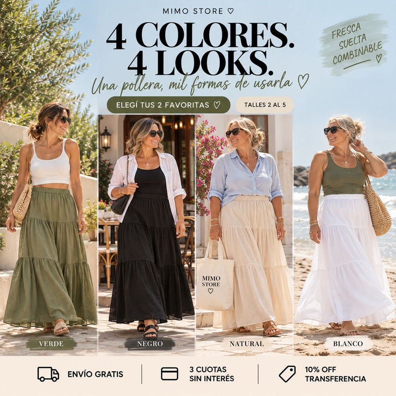 Pollera larga lino colores MIMO