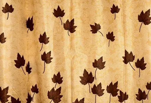 Bright Brown Leaf Pannel 2 Piece Mapple Eyelet Polyester Window Curtains (Pack of 2) || Coffee (R704)