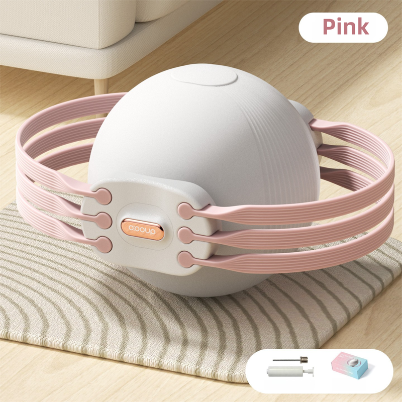 Pink 3-Level Resistance Pelvic Floor & Inner Thigh Trainer - Multi-Function Kegel Exercise Set with 25cm Yoga Ball & 3-Pair Resistance Rope