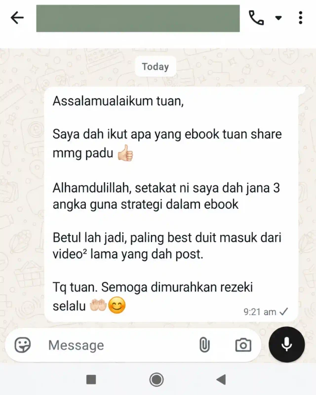 Testimoni WhatsApp peserta