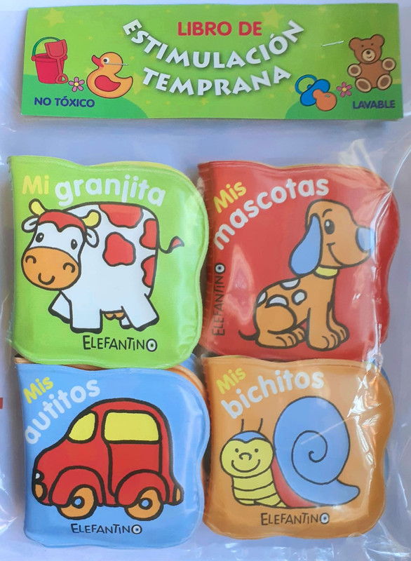 LIBRO ESTIMULACION TEMPRANA, LAVABLE PACK DE 4 PEQUEÑOS