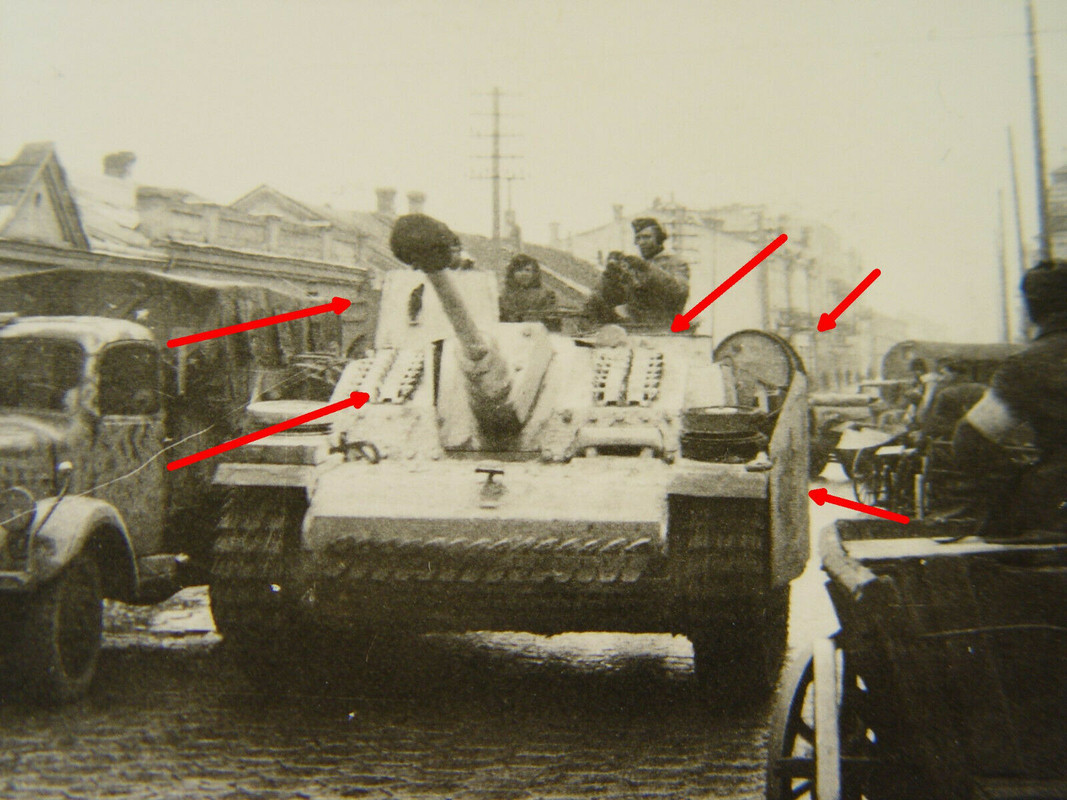Foto, Sturmgeschütz 3, Stug III mit Seitenschürzen, MG-Schild, W