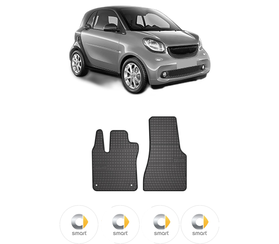 Set covorase presuri SMART FORTWO Coupe (453) din 2014-2016, auto, din cauciuc thermoplastic, 4 Stickere auto cu SMART