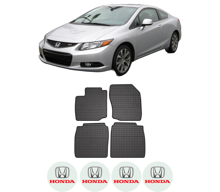 Set covorase presuri HONDA CIVIC IX Coupe din 2014, auto, din cauciuc thermoplastic, 4 Stickere auto cu HONDA