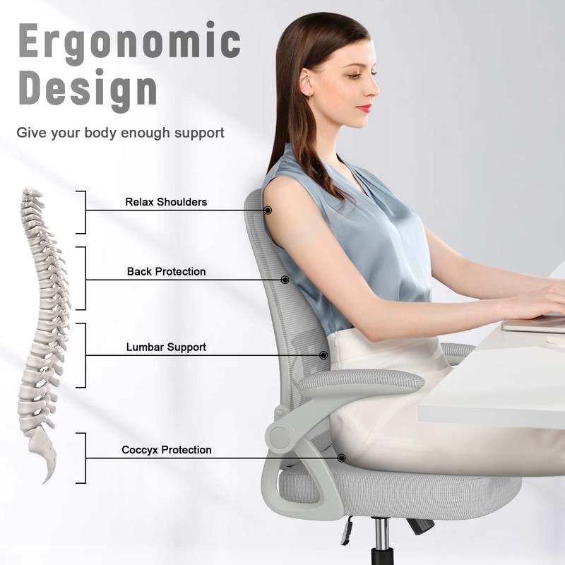 Durrafy chaise bureau ergonomique en toile, fauteuil avec support