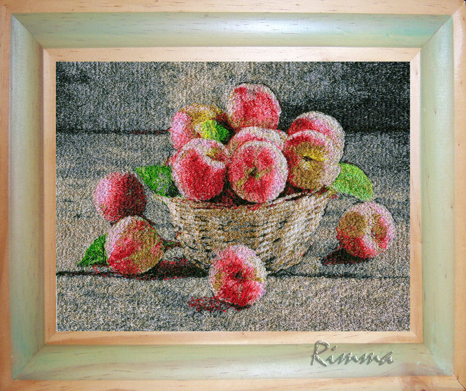 вышивка персики