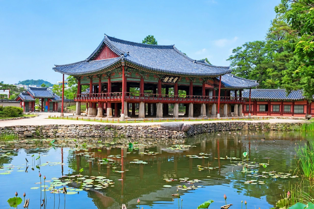 본루&middot;익루&middot;월랑이 연결된 광한루.