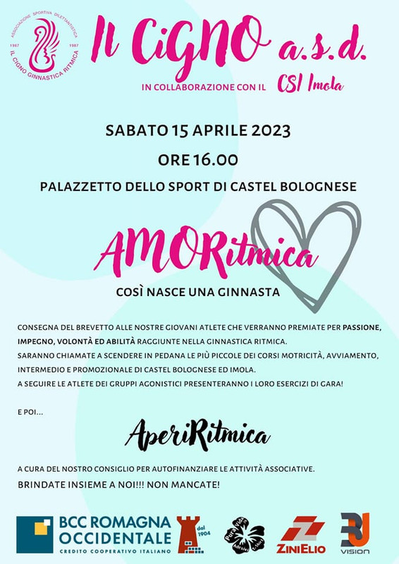 Sabato 15 aprile Il Cigno organizza AMORitmica al palazzetto dello sport Sabato 15 aprile Il Cigno organizza AMORitmica al palazzetto dello sport