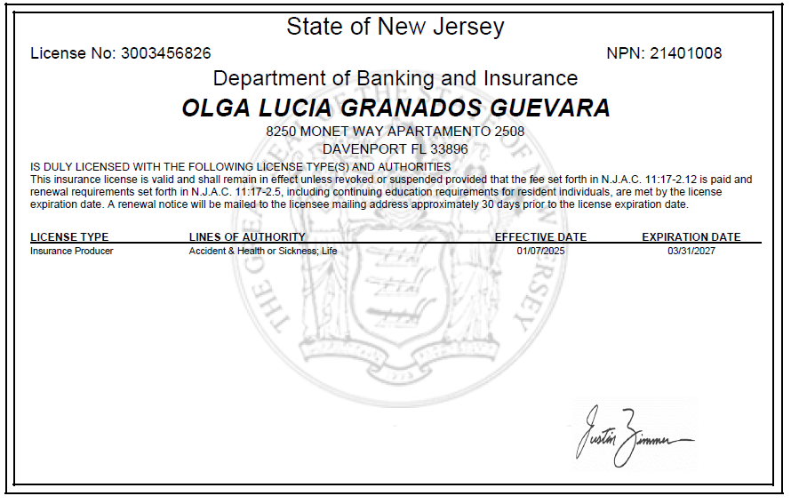 Certificación de agente de seguros