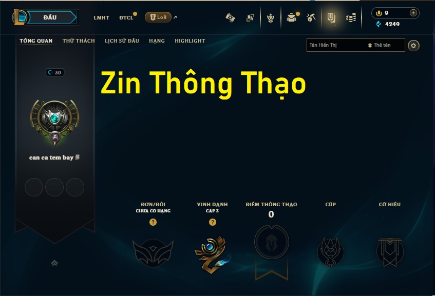 Acc LMHT # - Không Khung