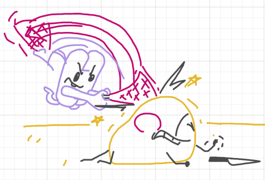 A panel from You're In Danger, Boy, episode seven of the Board Boards object show by Furretwalk/WalkingFurret.