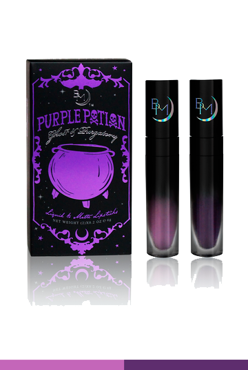 duo containing a light purple matte liquid lipstick and a dark purple matte liquid lipstick