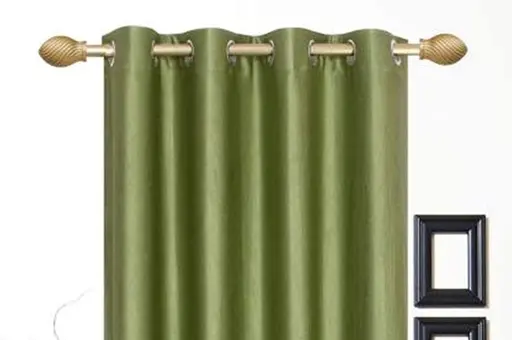 RICHLINEN Attractive Plain Crush Curtain For Door & Window ,Green (Pack of 3pcs) (R701)