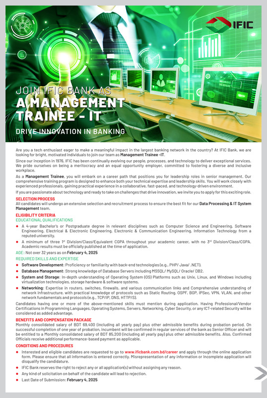 IFIC Bank MTO (IT) Job Circular 2025