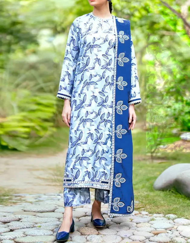 All-Over Print Lawn Dress 2025 with Swiss Zari Dupatta