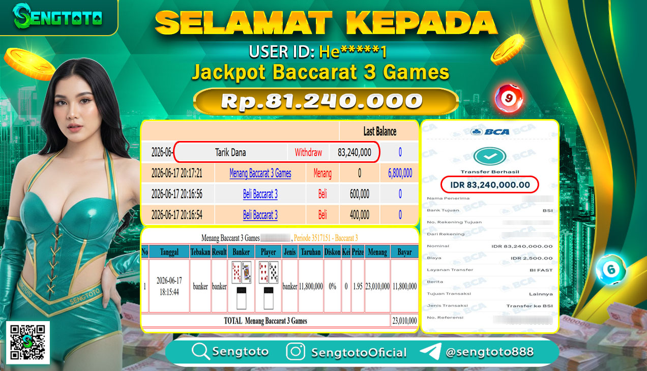 BUKTI PEMBAYARAN LIVEGAME BACCARAT 3 GAMES