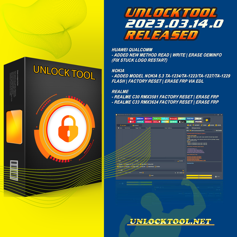 Unlock Tool 2023 03 14 0 Released Update HUAWEI QUALCOMM Added new method read write erase oemi