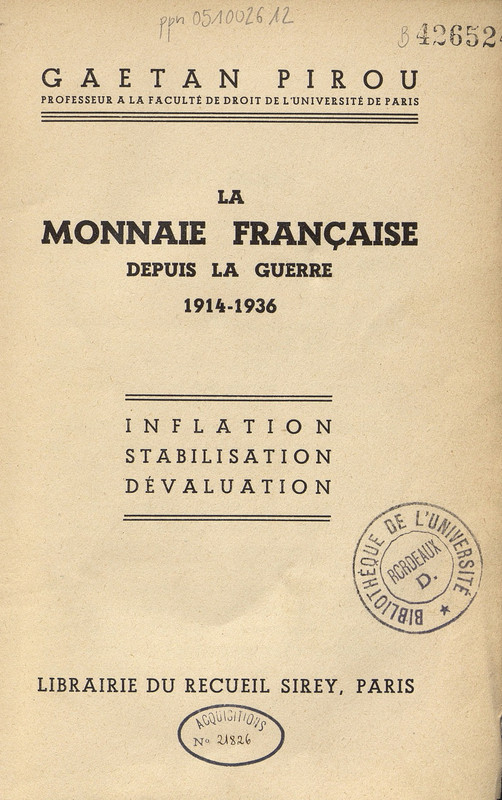 La Moneda francesa desde la guerra - 1914-1936 - inflación, estabilización, devaluación 01a