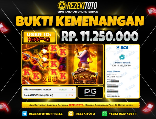 BUKTI KEMENANGAN 31 JULI 2025  WILD BOUNTY SHOWDOWN 11 JUTA 