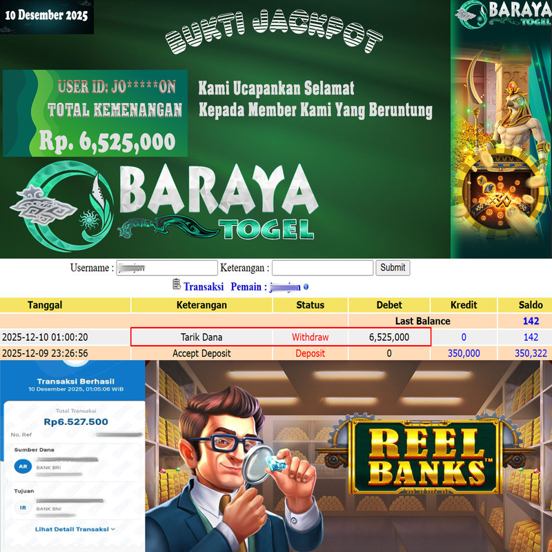 Rp. 6.525.000.- WD LUNAS DI BARAYATOGEL