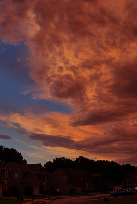 sunset over homes