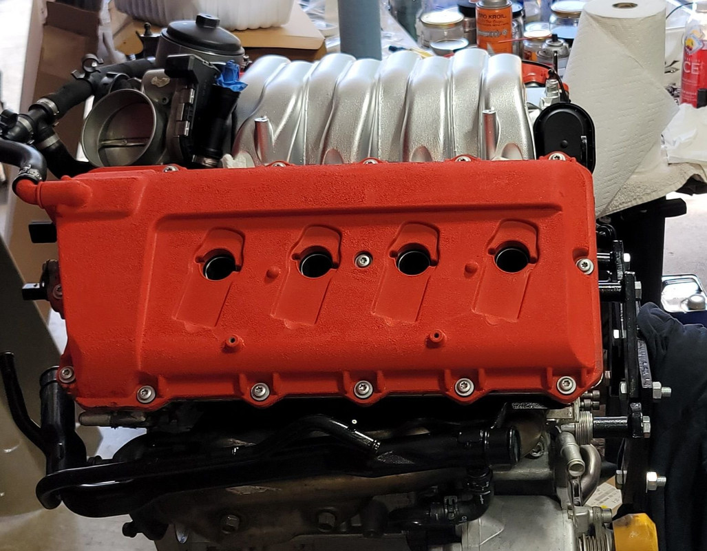 23 valve covers and intake manifold bead blasted and painted