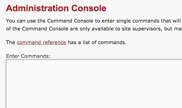 administration console screen