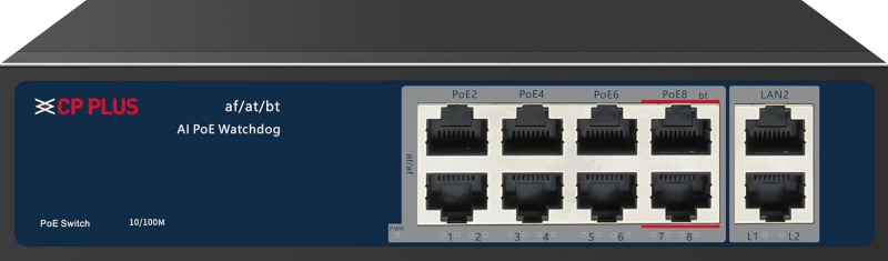 CP PLUS 8-PORT POE SWITCH CP-ANW-HPU8H2-N12