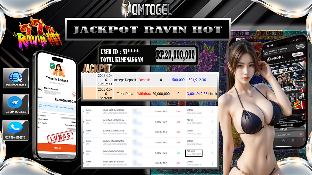 OMTOGEL JACKPOT GMW RAVIN HOT 20 JUTA DI BAYAR LUNAS ,-