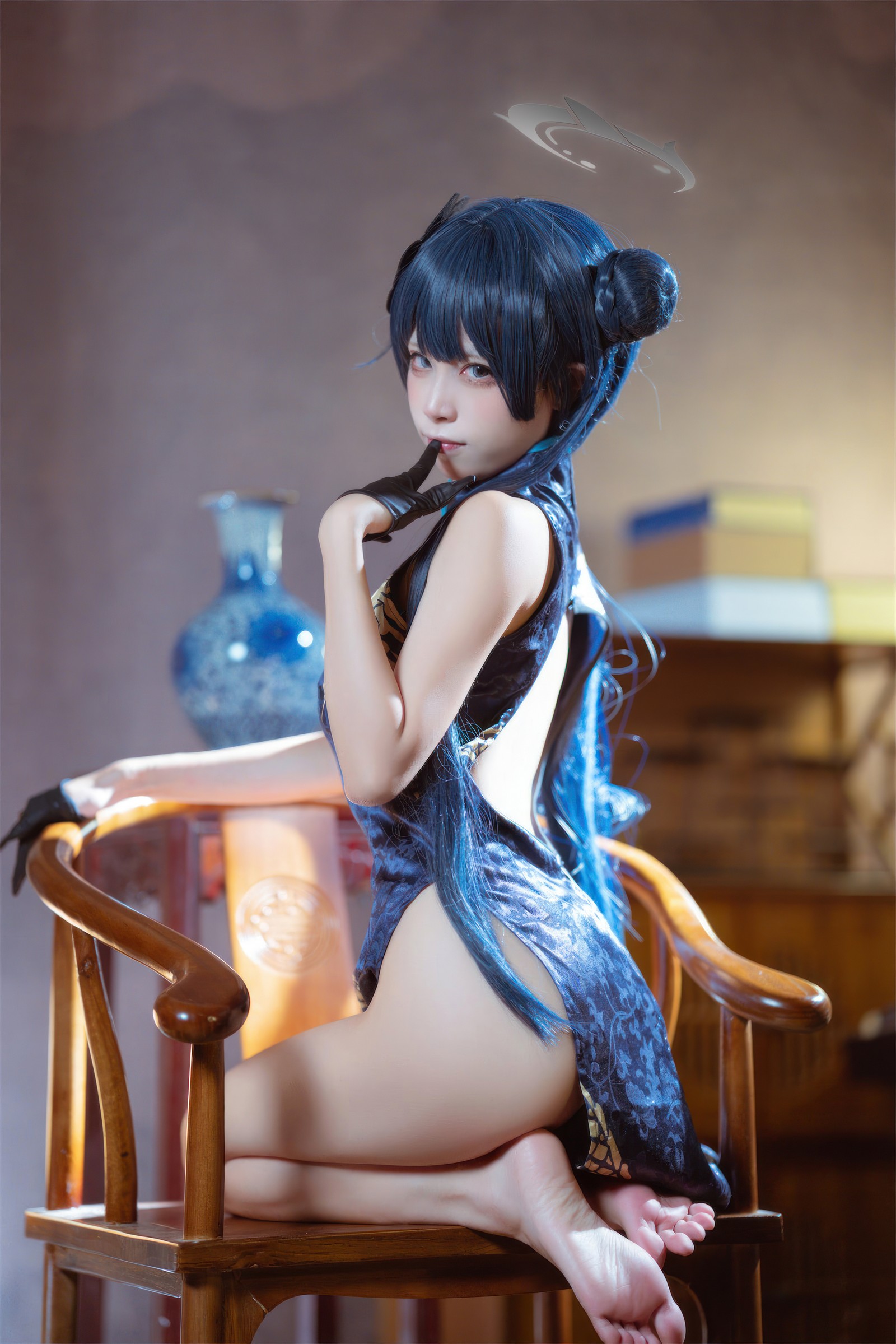 三無人型 COS 二次元：蔚蓝档案龙华妃咲旗袍写真（42P／407M）插图8