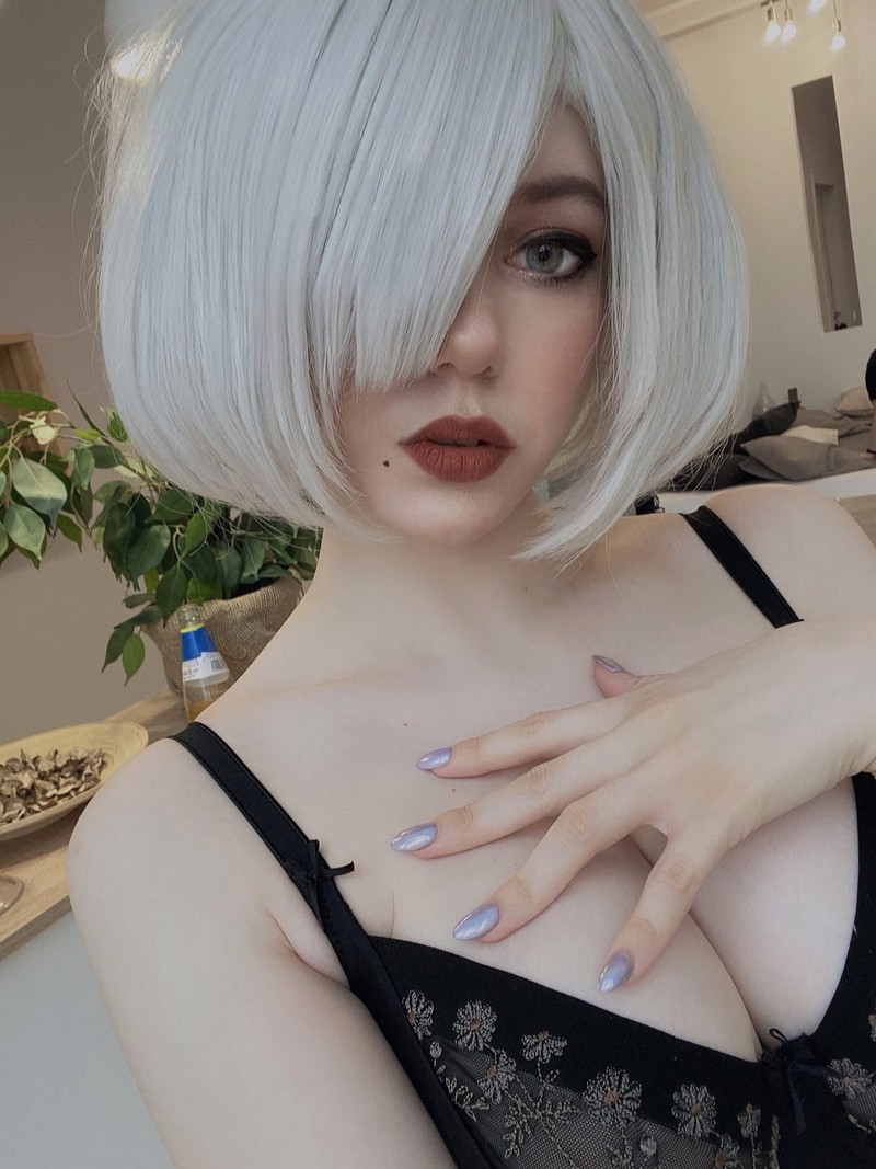 Alina Becker 2B 黑色内衣短发 Cosplay 尼尔机械纪元写真【42P-98.9M】插图3