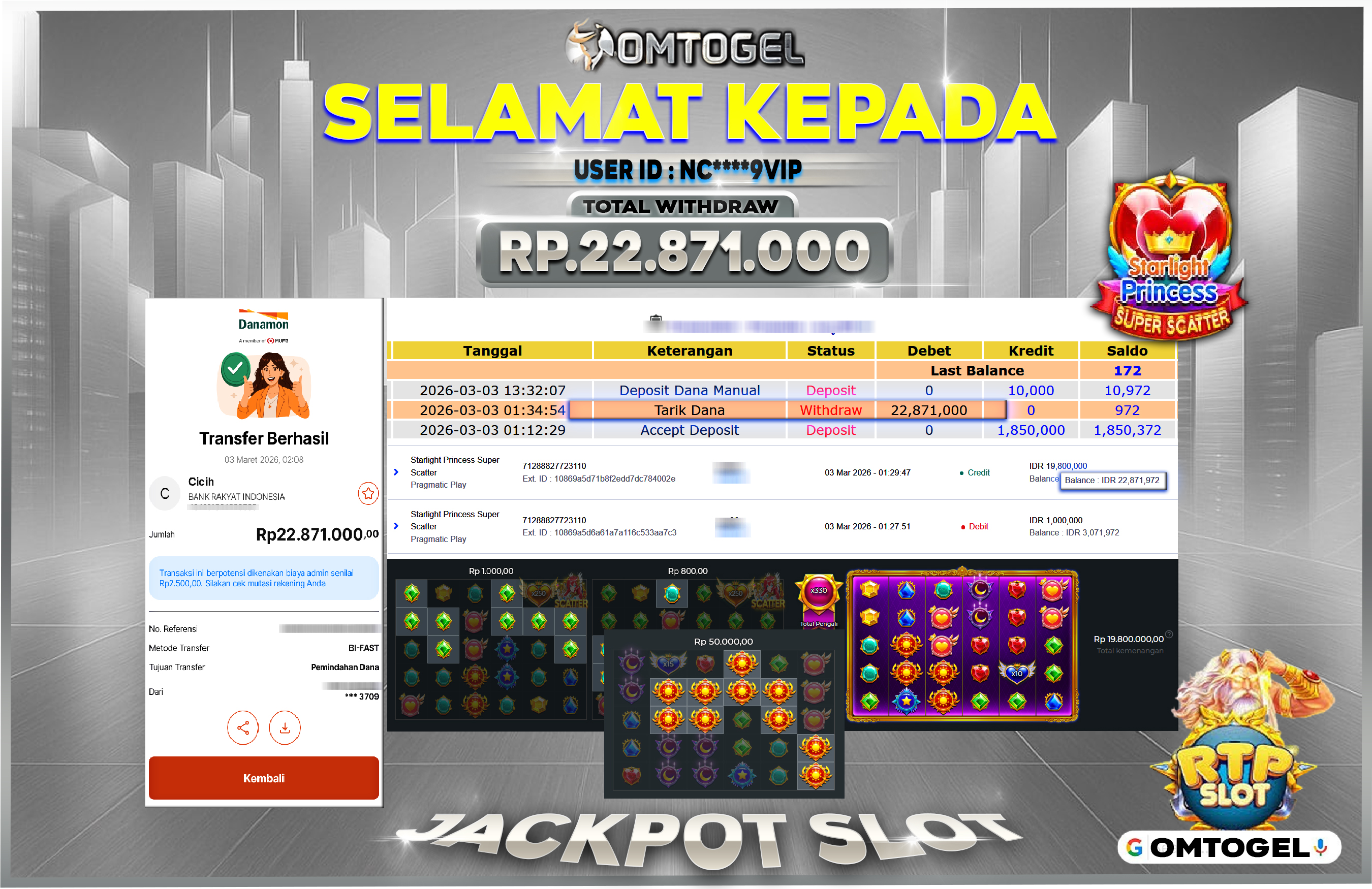 OMTOGEL JACKPOT PRAGMATIC PLAY STARLIGHT PRINCESS SUPER SCATTER, 22 JUTA DI BAYAR LUNAS ,-