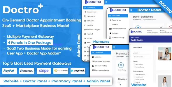 Doctro v6.0 - On-Demand Doctor Appointment Booking SaaS Marketplace Business Model