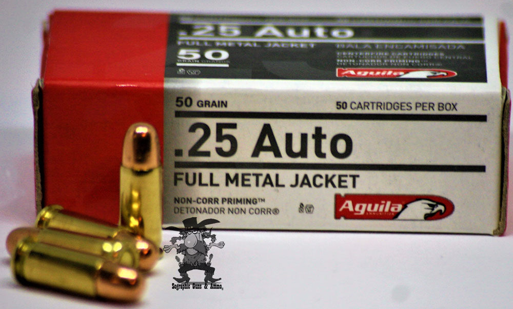 25acp AGUILA FMJ .25 AUTO 50 Grain Premium 25 acp Ammo 50 ROUNDS ...