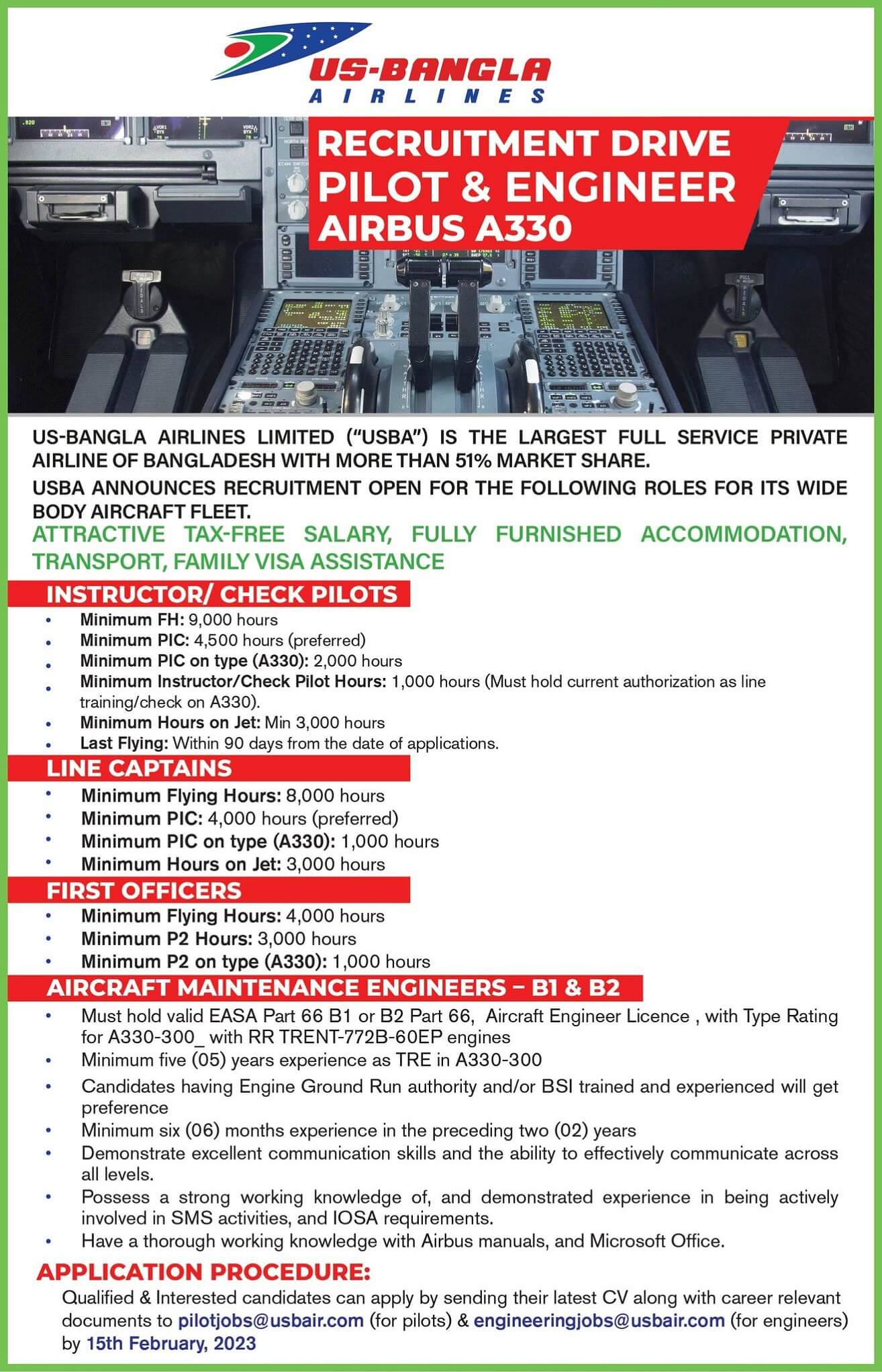US-Bangla Airlines Job Circular 2023