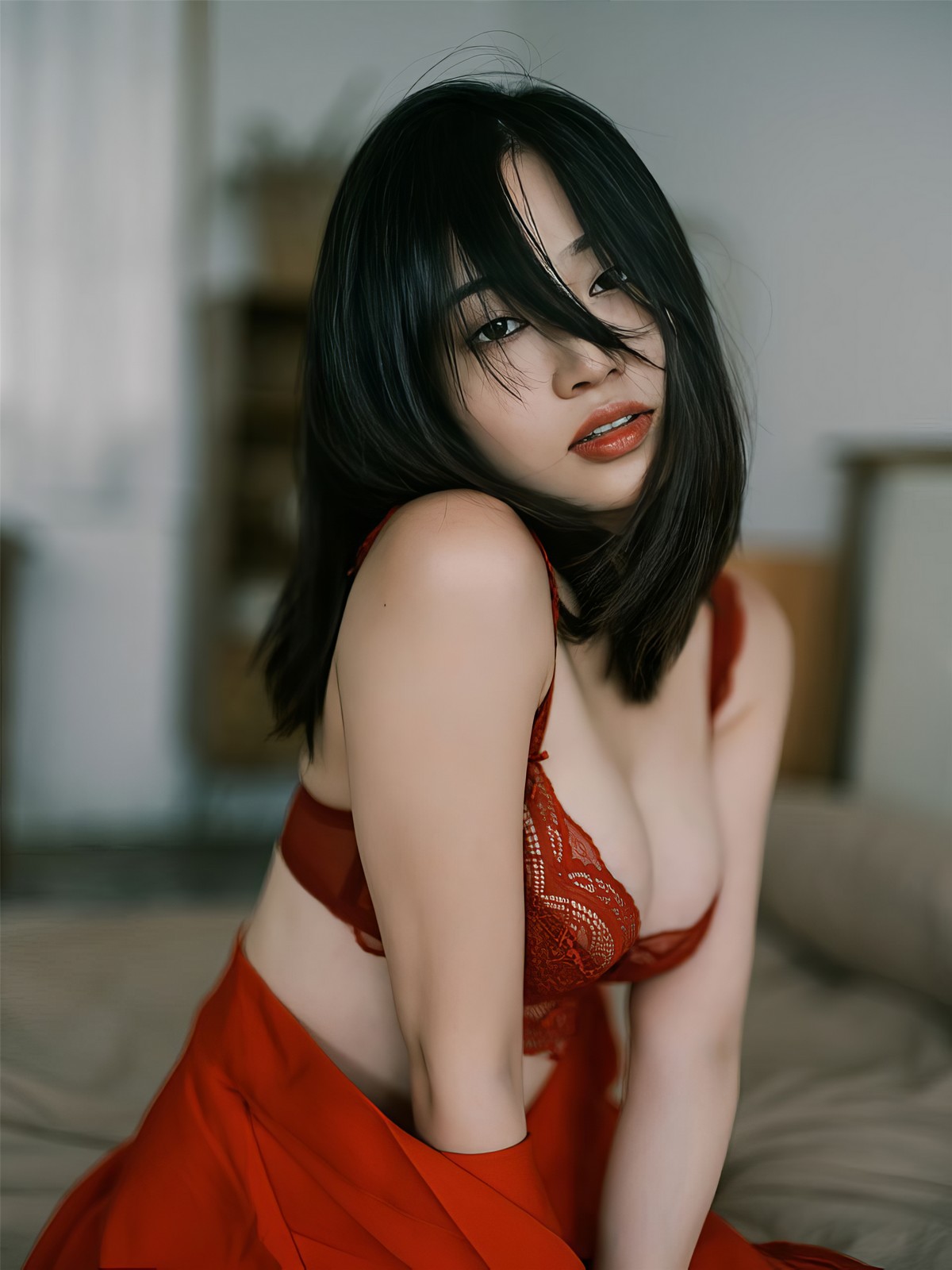 年年nnian 红色主题写真 性感氛围图集插图