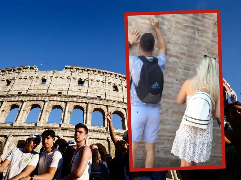 Pareja de turistas vandaliza el Coliseo Romano; ya fueron identificados