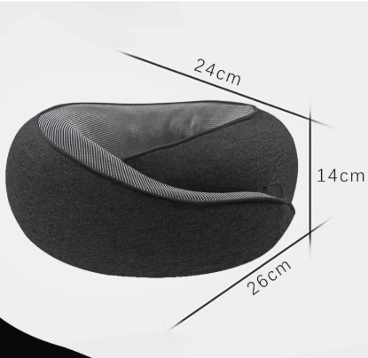 Black Ergonomic Memory Foam Travel Neck Pillow - U-Shaped Support for Naps & Journeys