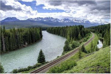 Mountain-river-railway-forest-trees-land