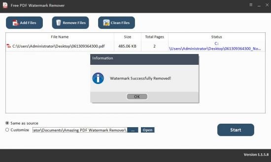 Amazing PDF Watermark Remover v1.1.5.8