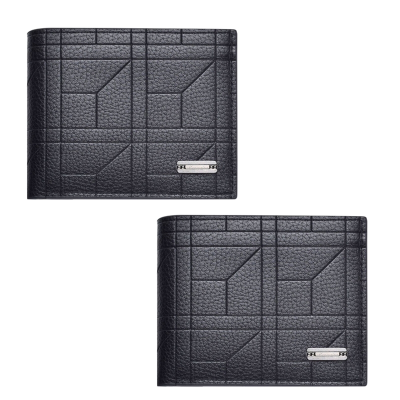 2-Pack Black Men's Ultra-Thin PU Leather Wallet - Compact & Stylish Bi-fold Purse with Multiple Card Slots