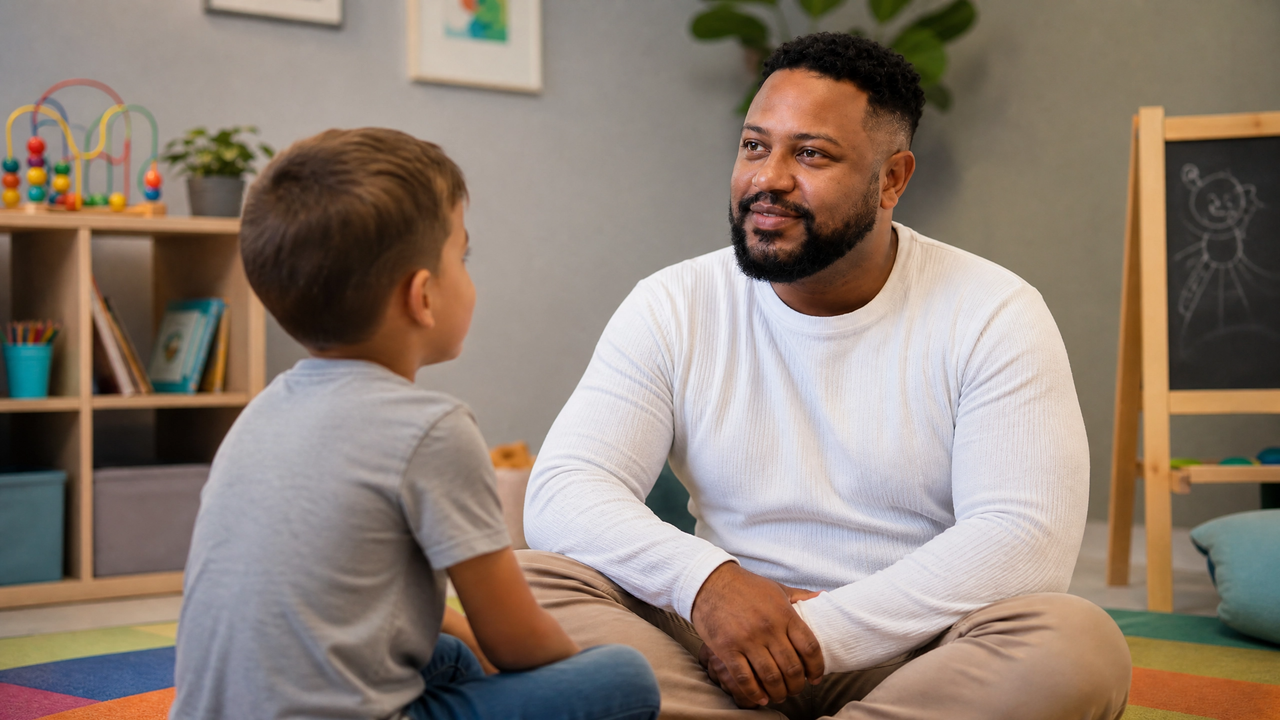 Psicólogo infantil em sessão lúdica
