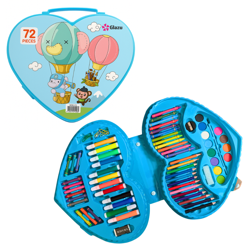 72 Pieces Art Set Heart Shape Blue