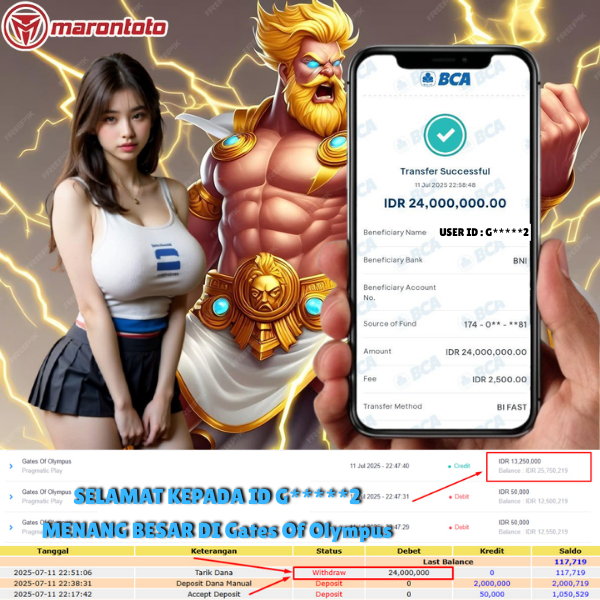 Bukti Kemenangan Member Marontoto Sebesar 24,000,000 JuTa