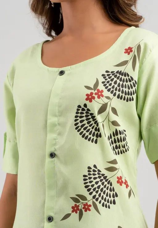 Fashionable Cotton Slub Dijital Print Anarkali Kurti For Women Color 1 (R108)