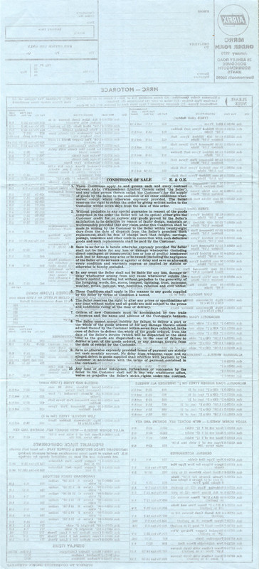 Airfix Order Form January 1970 MRRC Tyres 2